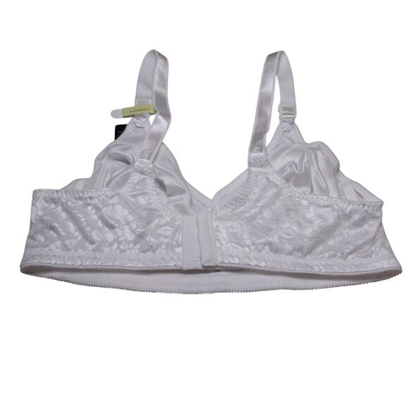 NWT Bali Double Support Lace Full Figure Wireless Bra Sz 40B White Satiny Floral - Picture 3 of 5